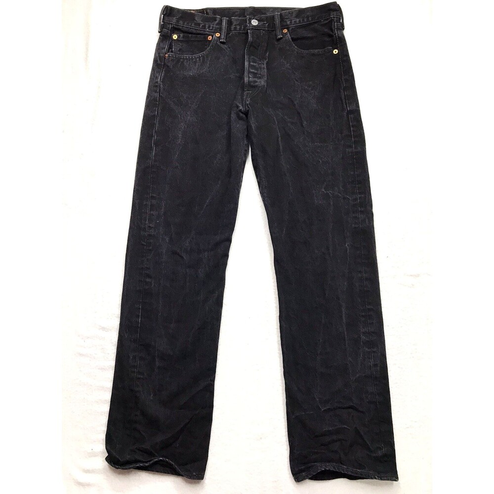 LEVIS 501 Black Jean Men 34x32 tag (32x30 actual) Button Fly Denim Dark Academia